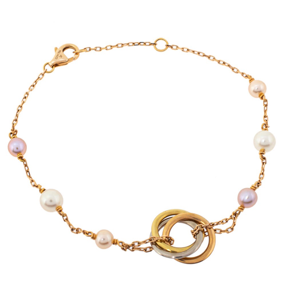 Trinity Bracelet Cartier with pearls 18kt Classic Tri Color